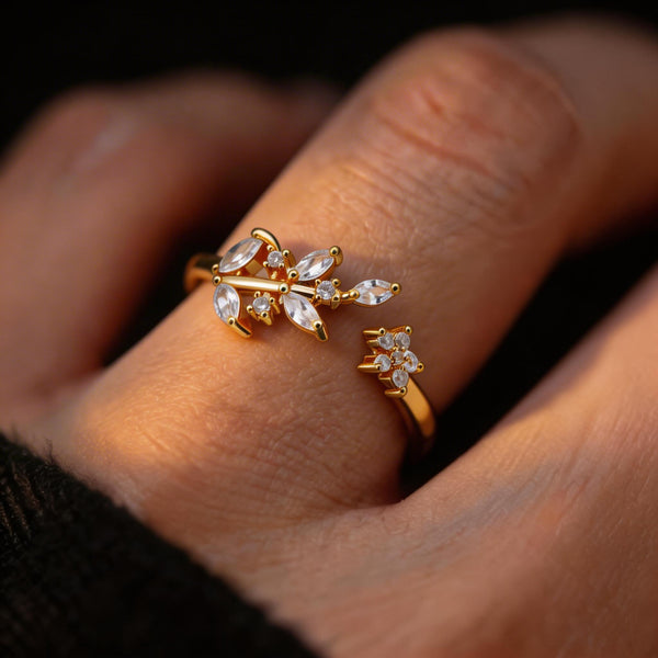 Adjustable Leaf Ring Gold model