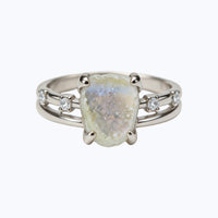 Triangle Moonstone Ring White Gold Color thumbnail