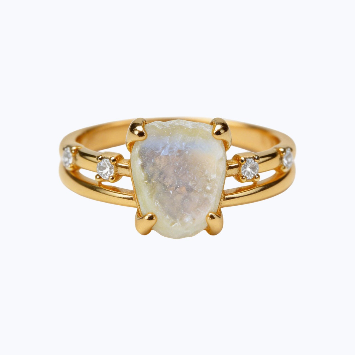 Triangle Moonstone Ring Yellow Gold thumbnail